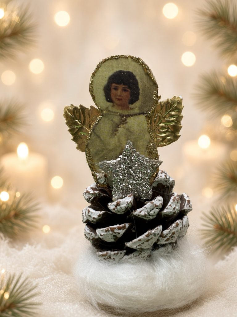 Golden Wing Pinecone Angel — Tabletop Tableau