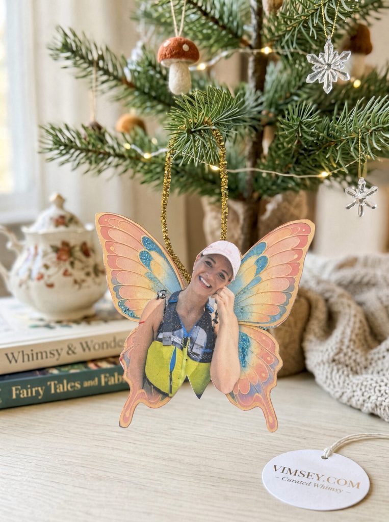 Personalized butterfly ornament with pastel wings