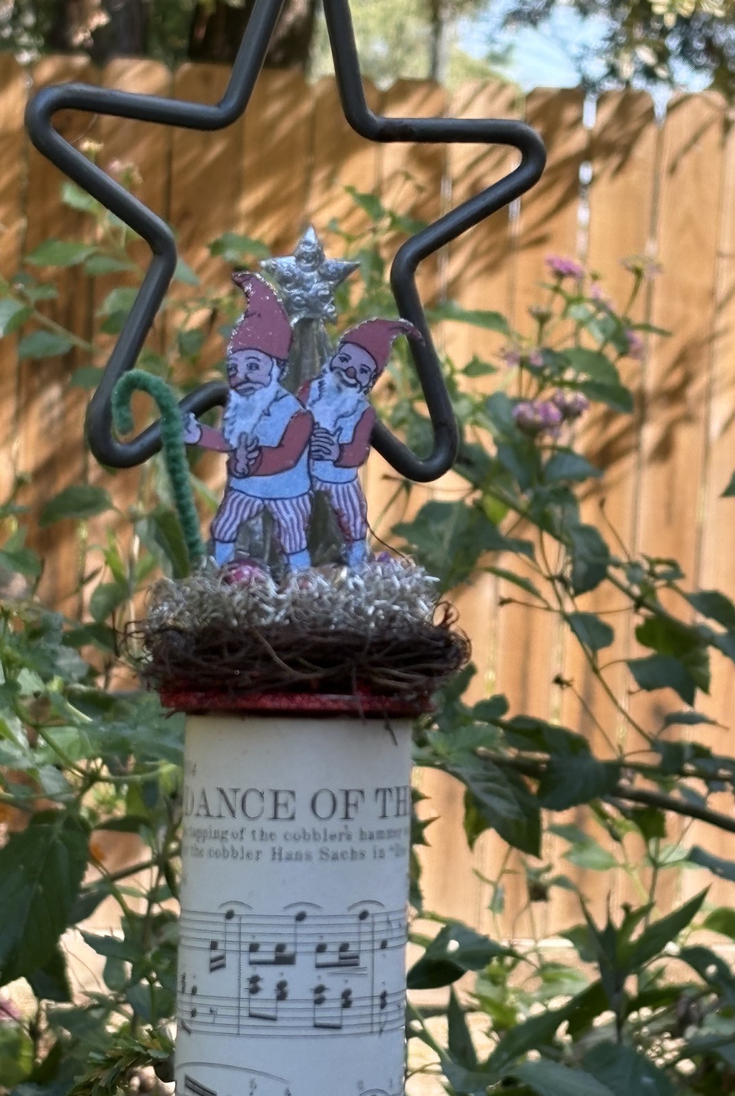 The Gnome Jig Tree Topper: Dancing Elves in a Tinsel Nest on Vintage Sheet Music - Image 5